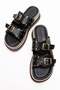 Women's Pin Double Buckled Slipper Black - 5