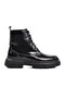 Black Opening Genuine Leather Flat Men's Boots Premium