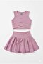 Lyrax Embossed Shorts Skirted Cropped Girls' Top and Bottom Set - 2