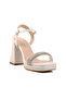 White Platform Heel Women's Heeled Sandals - 3