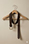 Women's Brown Buckled Suede Belt – Minimal Chic Leather-Look Waist Belt I - 2