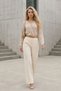 Women's Beige V-Neck Blouse Button Detail Long Sleeve Casual Soft-Textured Stylish Blouse - Women's Blouse