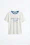 Women's Written Knitwear Collar Oversized T-Shirt Ecru - 2