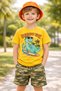 Unisex Kids Dinosaur Printed T-Shirt – Summer Time Surf Patterned Summer Wear Cotton T-Shirt