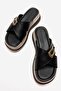 Women's cross-strapped slipper black - 5