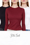 بلوزة نسائية طويلة الأكمام من Black White Claret Red بياقة دائرية ثلاثية وناعمة للغاية