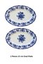 Antique Deep Blue 2Li 25 cm Premium Porcelain Medium Size Kayık Presentation Serving Set Navy Blue with Floral Pattern - 4