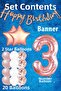 Rose Gold Concept 3Rd Birthday Celebration Set; White Gold Confetti Balloon, Number Star Foil and B - 4