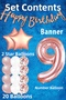 Rose Gold Concept 9Th Birthday Celebration Set; White Gold Confetti Balloon, Number Star Foil and B - 3