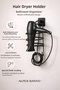 Black Square Blow Dryer Hanger |   Adhesive Hair Dryer Holder |   No Drilling Required - 2