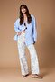 Çok Renkli DÖKÜMLÜ Çiçek Baskılı %100 Pamuk Yüksek Bel Wide Leg Jeans TWOSS26JE00222
