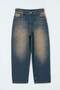 More Sustainable Koyu Mavi Lastikli Bel %100 Pamuk Non-Stretch Loose Baggy Jeans TBBSS26CJ00023 - 4