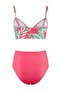 Tropical Print Drapeli Triangle Covered Hipster High Waist Bikini Set Tbess25Bt00202 - 5
