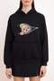 Siyah Kalın İçi Polarlı Slogan Standart Kalıp Kapüşonlu Örme Sweatshirt TWOSS26SW00008 - 4