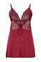 Bordo Dantelli ve Yırtmaçlı İp Askılı Örme Babydoll/Fantezi Gecelik TBBSS26DH00001 - 5