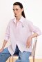 Pembe Çizgili Nakış Detaylı Oversize Gömlek TWOSS26GO00116
