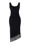 Black Thin Openwork 2-Piece Strap Blouse-Asymmetric Tassel Skirt Knitwear Bottom - Top Set Twoss26Au00048 - 5