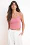 Açık Pembe Fitted/Vücuda Oturan Havuz Yaka Dantel Detaylı Crop Dokulu Örme Bluz TWOSS26BZ00160