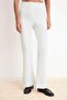Beyaz Flare İspanyol Paça Bootcut Dokuma Pantolon TOFAW19BB0581 - 5
