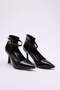 Black Ankle Strap Pointed Toe Women's 7 cm Thin Heeled Shoes Takaw26To00022