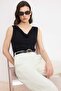 Siyah Fitted/Vücuda Oturan Degaje Yaka Kolsuz Yumuşak Örme Bluz TWOSS26BZ00464