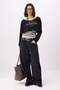 Black 2-Pack Embroidered Asymmetric Collar Long Sleeve Cropped Knitted T-Shirt Twoss26Ts00226 - 2