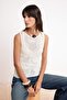 Ekru Bisiklet Yaka Fitted Dokulu Triko İnce Bluz TWOSS26BZ00316 - 3