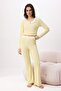 Yellow 100% Cotton Lace Detail Corded Fabric/Pointelle Knit Pajama Set THMSS26PT00016