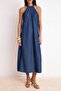 Koyu Mavi Maxi More Sustainable %100 Tencel Denim Elbise TWOSS26EL00355 - 4