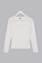 Wardrobe Essentials-Bej Havuz Yaka Fitilli Esnek Modal Örme Bluz TWOAW26BZ00297 - 5