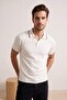 Ekru Regular Jakarlı Kumaş Triko Bant Polo Yaka T-shirt TMNSS26PO00020 - 2