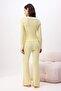Yellow 100% Cotton Lace Detail Corded Fabric/Pointelle Knit Pajama Set THMSS26PT00016 - 4