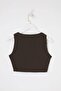 Brown Square Neck Fitted Cropped Blouse Twoss26Bz00659 - 6