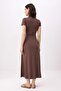 Kahverengi Shift/Düz Kısa Kollu Midi Soft Touch Örme Elbise TWOSS26EL00197 - 6
