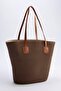Brown Straw Handle Women's Maxi Shoulder Bag Takss25Oc00051 - 3