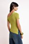 Yağ Yeşil Asimetrik Yaka Fitted  Triko İnce Bluz TWOSS26BZ00291 - 6