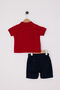 Baby Boy Polo Collar Pigment Printed Summer Regular Fit Red Baby Set Usb2630-C-V1 - 3