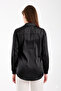 Women's Black Satin Shirt Long Sleeve Stylish Classic Office Casual Shiny Fabric Button up Blouse - 5