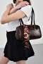 Beau Fular Detailed Baguette Bag Bitter Brown