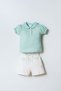 Baby Girl Polo Collar Embroidered Summer Regular Fit Green Baby Set Usb3028-C-V3