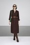 Women's Brown Cotton Viscose Belted Midi Shirt Dress - 4