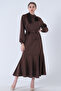 Crew Neck Waist Belted Dress Brown4593266 - 2
