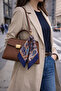 Navy Blue Shawl Patterned Silk I Satin Scarf (70*70 cm) - 6