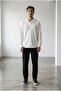 Men's White-Black Ottoman Long Sleeve Shirt Pants Tracksuit Set