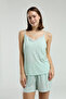 Women's Double-Breasted Pigment Printed Summer Regular Fit Green Dressing Gown Pc8966-S-V1 - 4