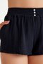 100% Cotton Woven Muslin Tie-Up Women's Shirt - Shorts Set Black - 8