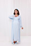 Blue Full Length Maternity and Postpartum Nightgown/Robe Set with Lace Trim on Sleeves and Collar (2 Pieces) - 3