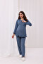 Anthracite Double Breasted Long Dressing Gown with Breastfeeding Feature Maternity Maternity Dressing Gown 3-Piece Pajama Set - 4