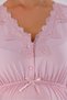 Powder Patterned Lace Detailed Long Sleeve Cotton Maternity Nightgown-Dressing Gown Set of 2 - 5