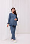 Anthracite Double Breasted Long Dressing Gown with Breastfeeding Feature Maternity Maternity Dressing Gown 3-Piece Pajama Set - 2